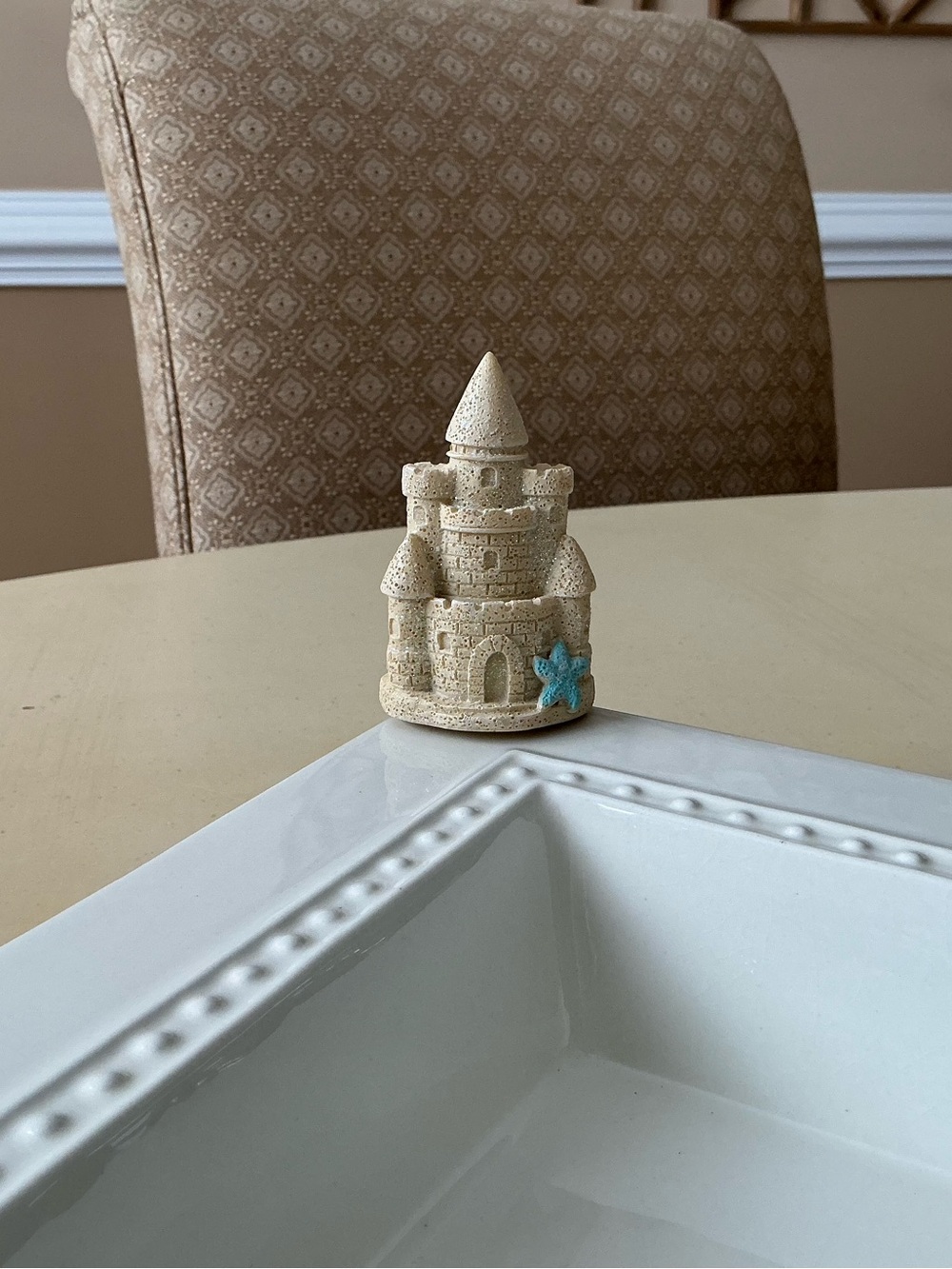Summer Beach Sand Castle With Blue  Starfish Platter Decoration 🏖️